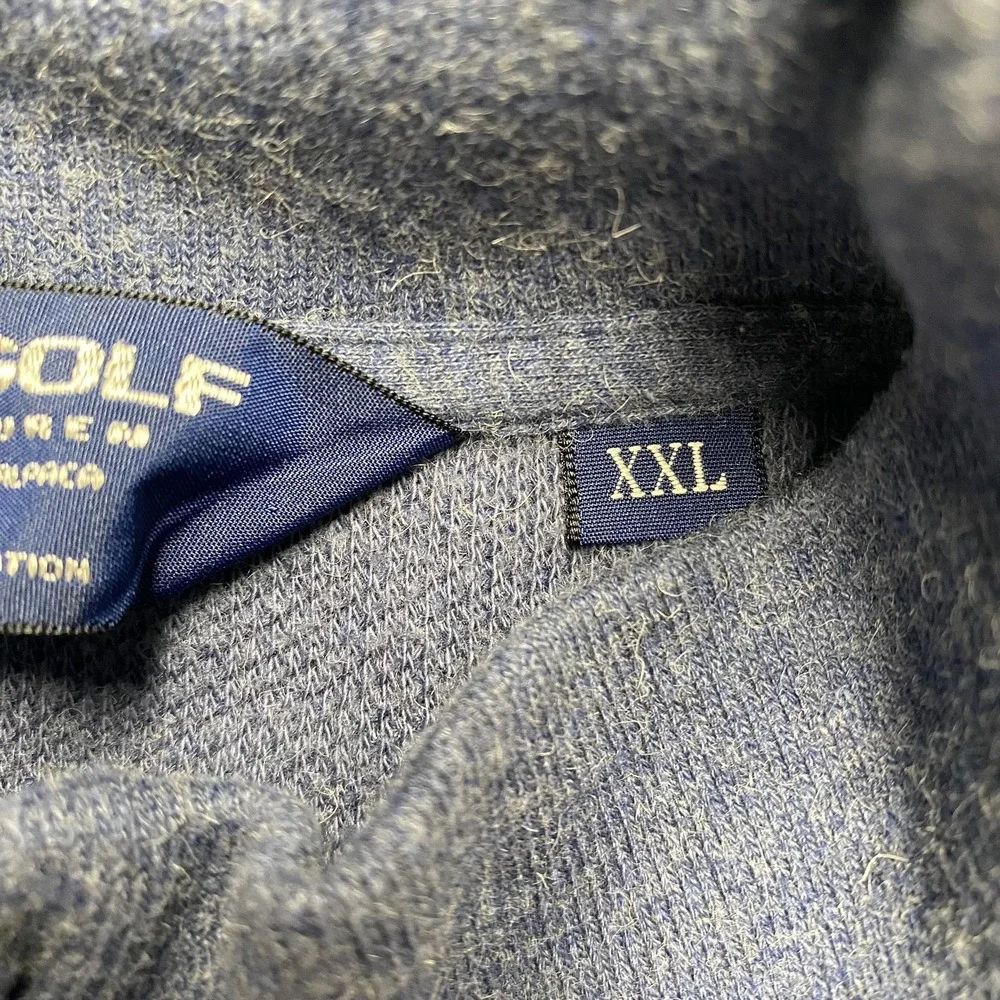 Polo Golf Ralph Lauren Sweater Mens‎ 2XL Blue Quarter Zip Mock Neck Alpaca Blend